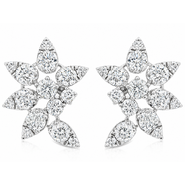 White Gold LustreBloom Diamond Cluster Earrings Mollys Jewelers Brooklyn, NY