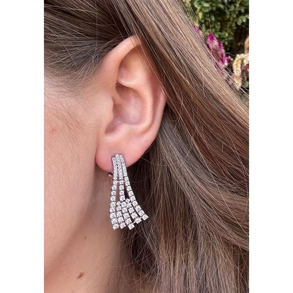 White Gold Diamond Fan Earrings – Flair 4.46ct Image 2 Mollys Jewelers Brooklyn, NY