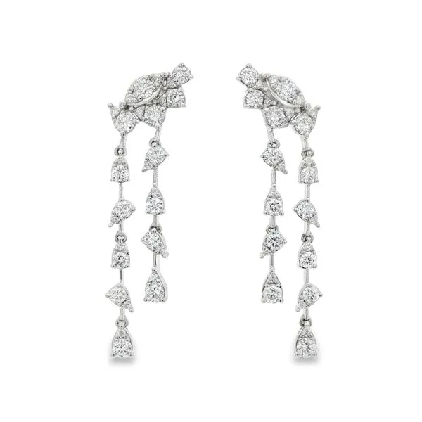 Diamond Drop Earrings – White Gold Leaf Cascade Mollys Jewelers Brooklyn, NY
