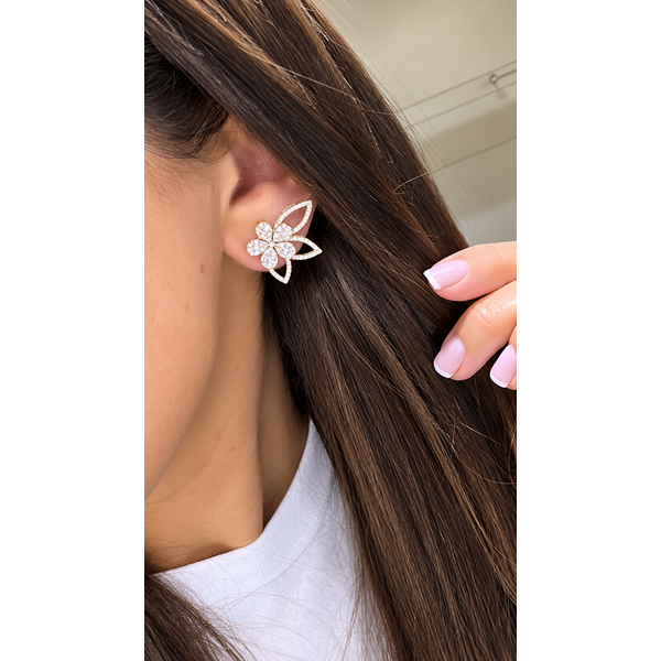 Diamond Floral Ear Climber Earrings Mollys Jewelers Brooklyn, NY