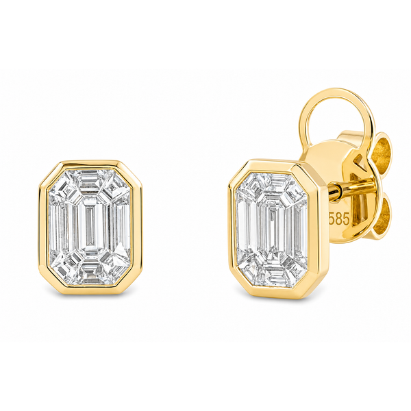 Yellow Gold Prime Bezel Diamond Earrings – 0.67ct Mollys Jewelers Brooklyn, NY