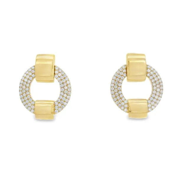 Yellow Gold LinkCircle Diamond Earrings – 1.52ct Mollys Jewelers Brooklyn, NY