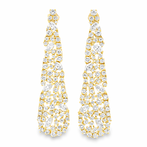 Yellow Gold Cascade Diamond Earrings – Lush 6.73ct Mollys Jewelers Brooklyn, NY