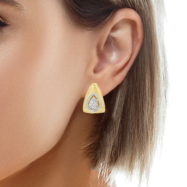 14K Yellow Gold Pear-Shaped Diamond Halo Earrings – 0.79 CTW Image 3 Mollys Jewelers Brooklyn, NY