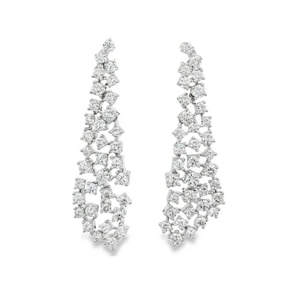 Diamond Cluster Drop Earrings – White Gold Sparkle Mollys Jewelers Brooklyn, NY