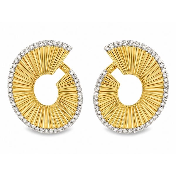 Radiant Gold Diamond Sunburst Hoops Mollys Jewelers Brooklyn, NY