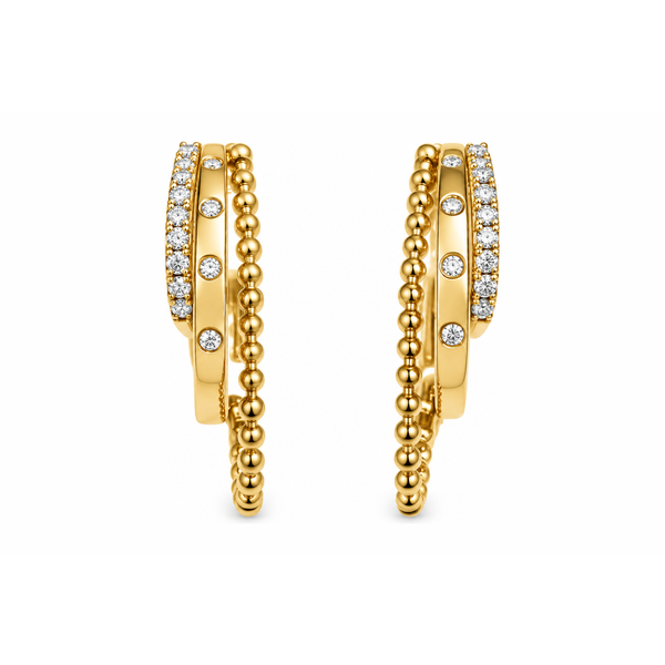 Golden Trio Diamond Hoop Earrings Mollys Jewelers Brooklyn, NY