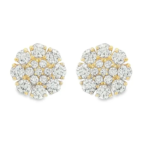 Diamond Cluster Floral Stud Earrings Mollys Jewelers Brooklyn, NY