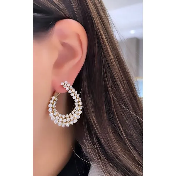 Yellow Gold HaloTwist Diamond Earrings – 6.5 Carats Image 3 Mollys Jewelers Brooklyn, NY