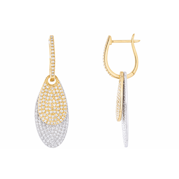 Two-Tone Gold OmbreDrop Diamond Earrings Mollys Jewelers Brooklyn, NY