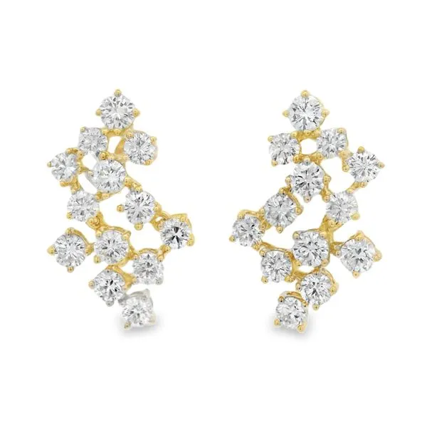 Yellow Gold Diamond Cascade Earrings – 1.98 Ct Mollys Jewelers Brooklyn, NY
