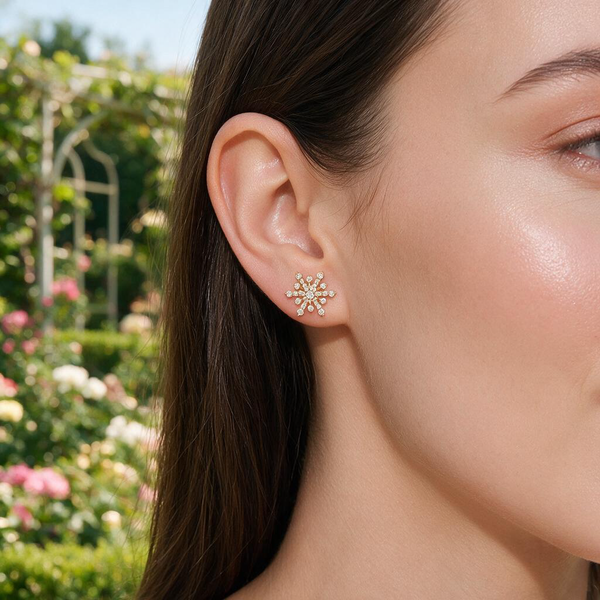 Starlight Snowflake Diamond Earrings Image 2 Mollys Jewelers Brooklyn, NY