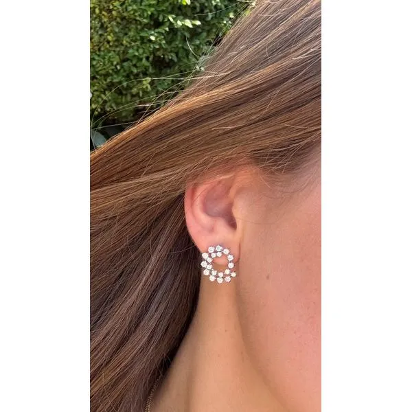Lady's 14Kt White Gold Diamond Circle Earrings – 2.08 ct Image 2 Mollys Jewelers Brooklyn, NY