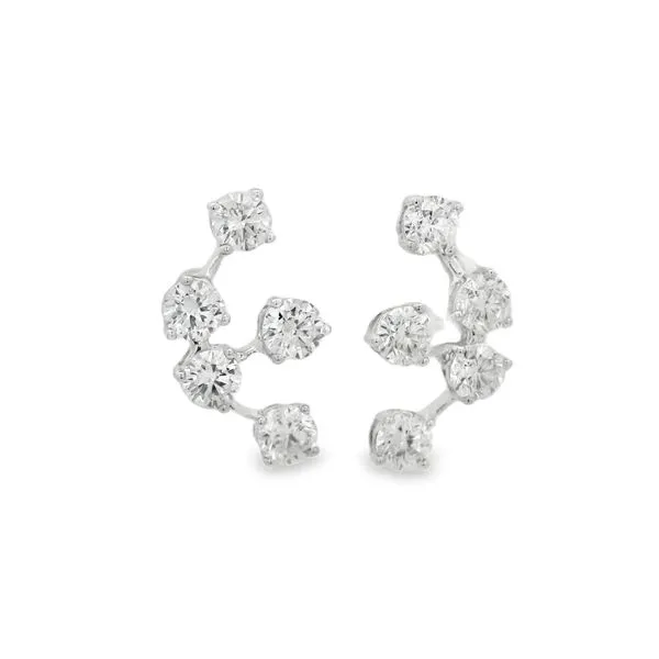 White Gold Curved Diamond Earrings – 2.02 Ct Mollys Jewelers Brooklyn, NY