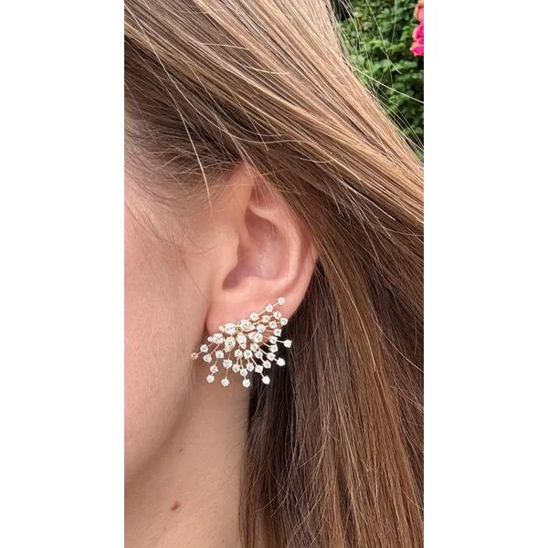 Lady's 14Kt Yellow Gold Diamond Branch Cluster Earrings – 3.64 TWT Image 2 Mollys Jewelers Brooklyn, NY