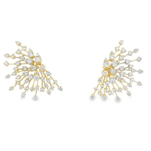 Lady's 14Kt Yellow Gold Diamond Branch Cluster Earrings – 3.64 TWT Mollys Jewelers Brooklyn, NY