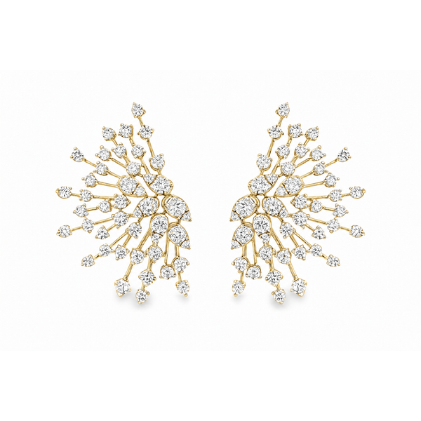 14Kt Yellow Gold Diamond Firework Fan Earrings – 3.56 CTW Mollys Jewelers Brooklyn, NY