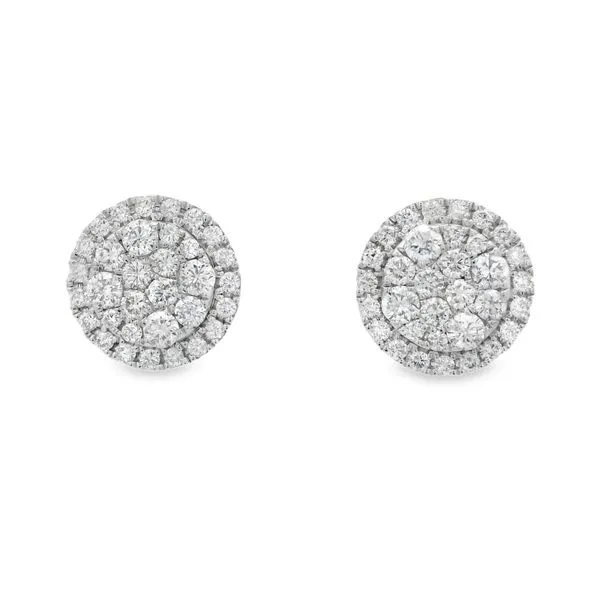 White Gold Double Halo Diamond Earrings – 0.76 Ct Mollys Jewelers Brooklyn, NY
