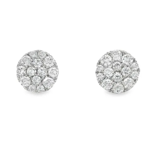 White Gold Diamond Cluster Stud Earrings – 0.96 Ct Mollys Jewelers Brooklyn, NY