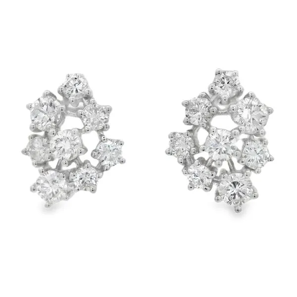 White Gold Diamond Cluster Earrings – 2.09 Ct Mollys Jewelers Brooklyn, NY