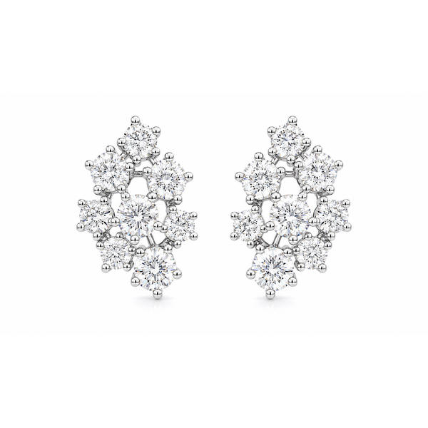 White Gold Diamond Cluster Earrings – 2.09 Ct Mollys Jewelers Brooklyn, NY