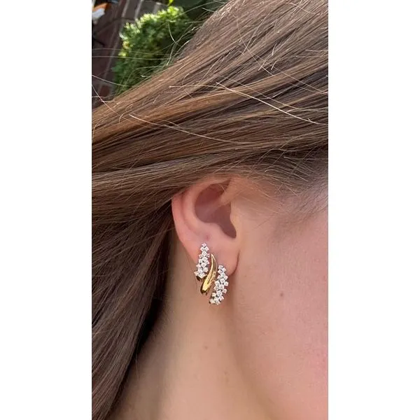 Lady's 14Kt Yellow Gold Diamond Leaf-Style Earrings – 1.39 TWT Image 2 Mollys Jewelers Brooklyn, NY