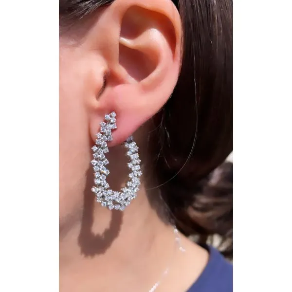 Diamond Floral Drop Earrings – White Gold Elegance Image 2 Mollys Jewelers Brooklyn, NY