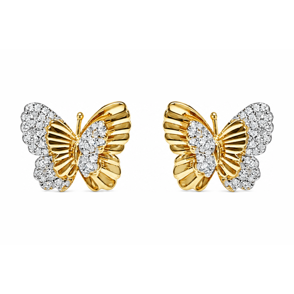 Gilded Flutter Diamond Butterfly Earrings Mollys Jewelers Brooklyn, NY