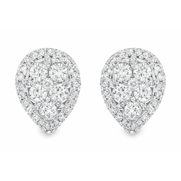 White Gold TeardropCluster Diamond Earrings Mollys Jewelers Brooklyn, NY