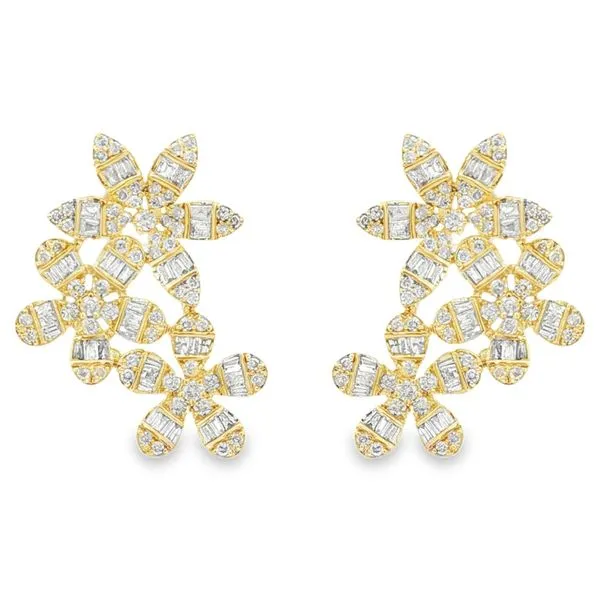 DiamondBloom Floral Yellow Gold Diamond Earrings – 1.25ct Mollys Jewelers Brooklyn, NY