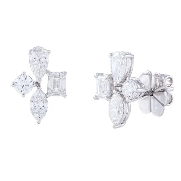 White Gold Quadra Multi-Shape Diamond Earrings Mollys Jewelers Brooklyn, NY