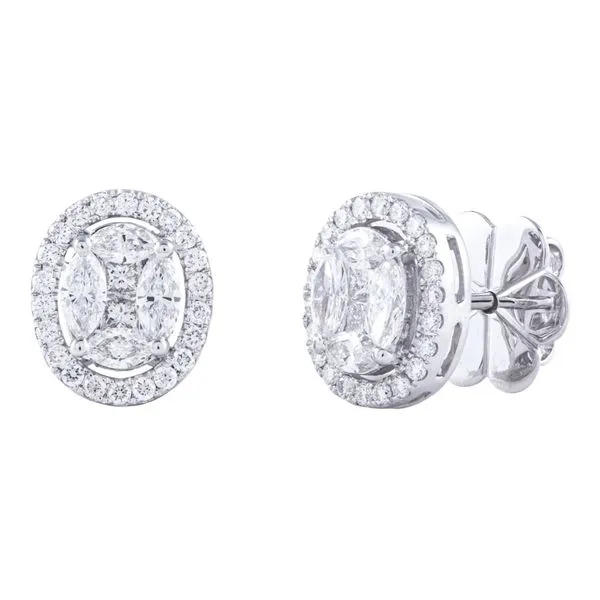 White Gold OvalMarquise Diamond Halo Earrings Mollys Jewelers Brooklyn, NY