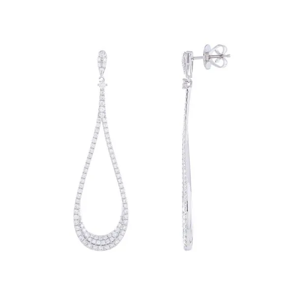 White Gold LuxeTeardrop Diamond Drop Earrings Mollys Jewelers Brooklyn, NY