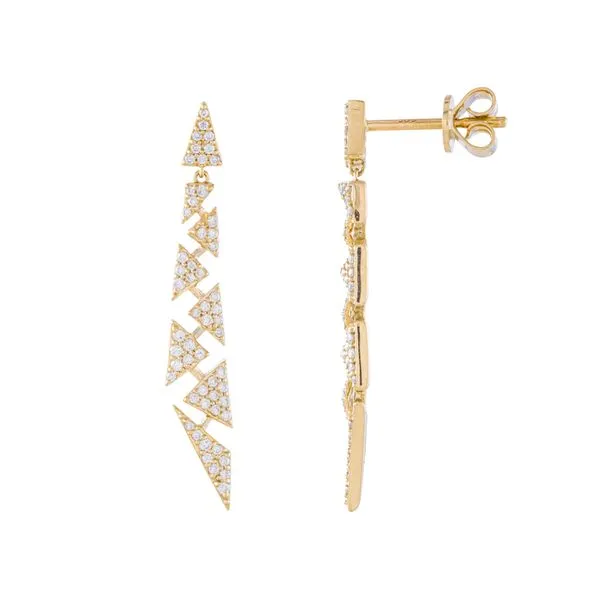 Yellow Gold GeoSculpt Diamond Drop Earrings Mollys Jewelers Brooklyn, NY