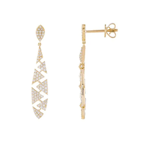 Yellow Gold GeoCascade Diamond Drop Earrings Mollys Jewelers Brooklyn, NY