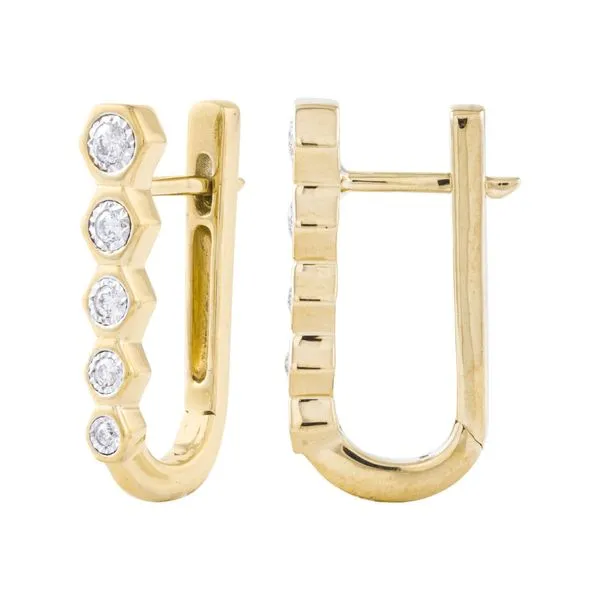 Yellow Gold HexaLine Diamond Earrings Mollys Jewelers Brooklyn, NY