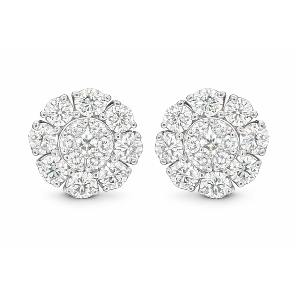 White Gold FloraCluster Diamond Earrings – 1.88ct Mollys Jewelers Brooklyn, NY
