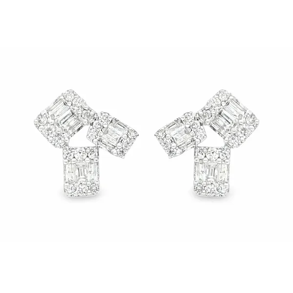 Geometric Baguette Diamond Stud Earrings Mollys Jewelers Brooklyn, NY