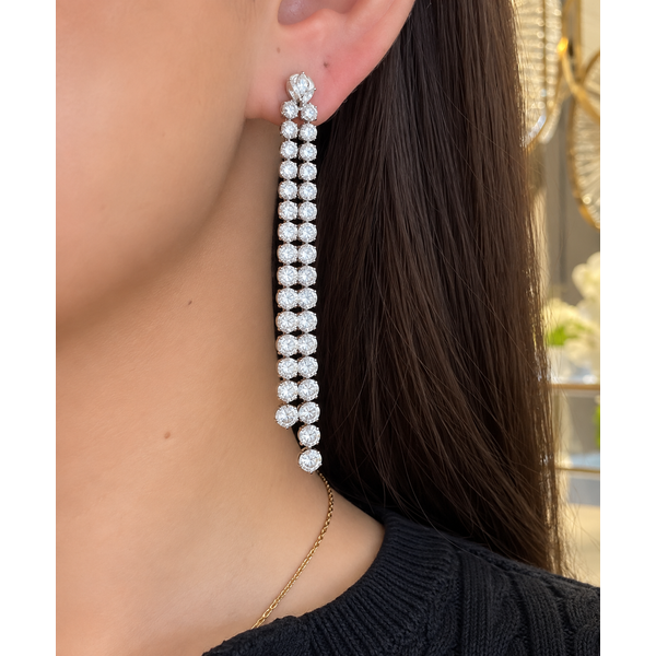 White Gold LuxeLine Diamond Drop Earrings – 7.62ct Image 2 Mollys Jewelers Brooklyn, NY