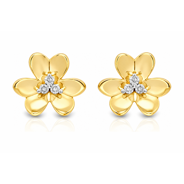 Golden Bloom Diamond Flower Earrings Mollys Jewelers Brooklyn, NY
