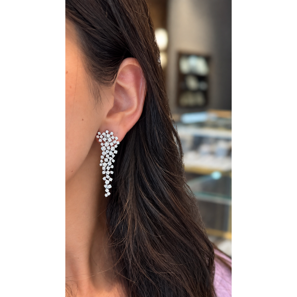 14K White Gold Cascading Diamond Drop Earrings – 4.17 CTW Image 2 Mollys Jewelers Brooklyn, NY