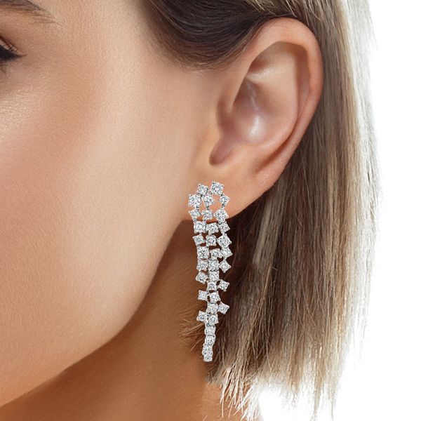 14Kt White Gold Diamond Cascade Drop Earrings – 2.21 CTW Image 2 Mollys Jewelers Brooklyn, NY