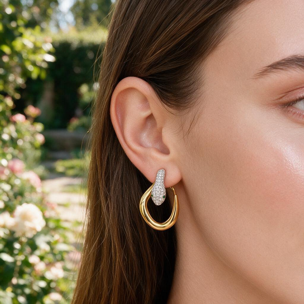 Serpent Grace Diamond Hoop Earrings Image 2 Mollys Jewelers Brooklyn, NY