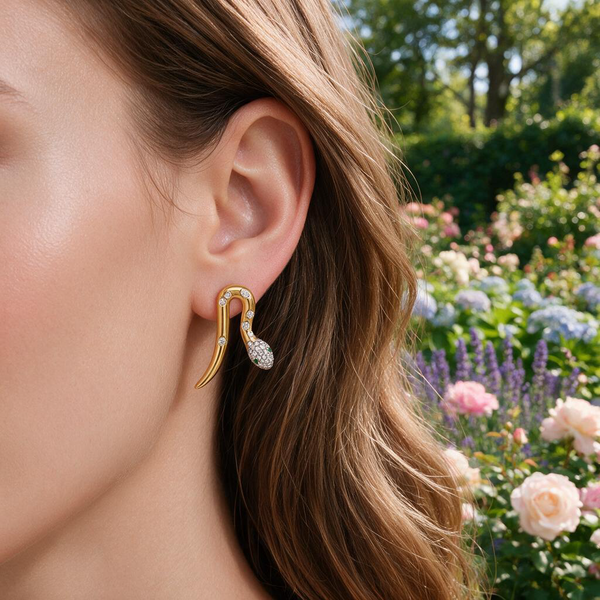 Serpent Grace Diamond Earrings Image 2 Mollys Jewelers Brooklyn, NY
