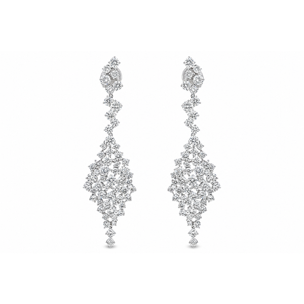 14K White Gold Diamond Cascade Chandelier Earrings – 10.10 CTW Mollys Jewelers Brooklyn, NY