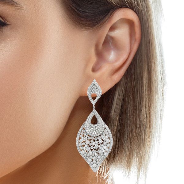 White Gold Diamond Earrings MarquiseDrop – 8.17ct Image 2 Mollys Jewelers Brooklyn, NY