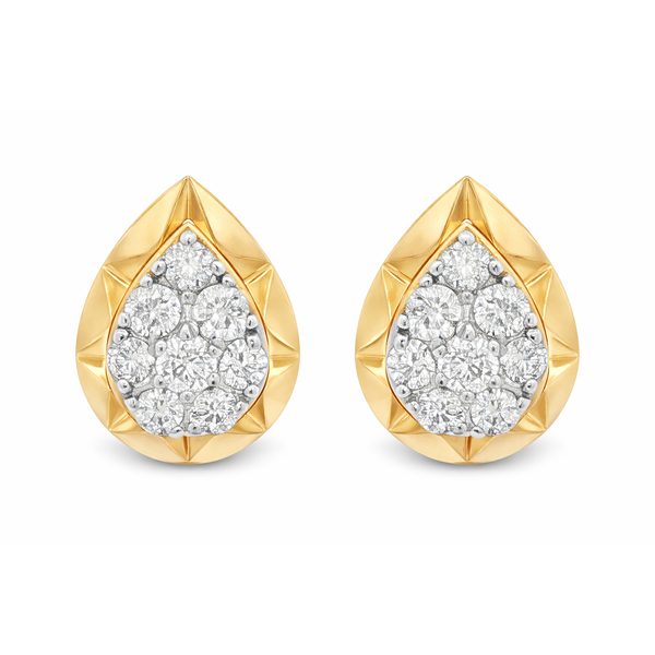 14K Yellow Gold Two-Tone Diamond Teardrop Earrings – 0.95 CTW Mollys Jewelers Brooklyn, NY