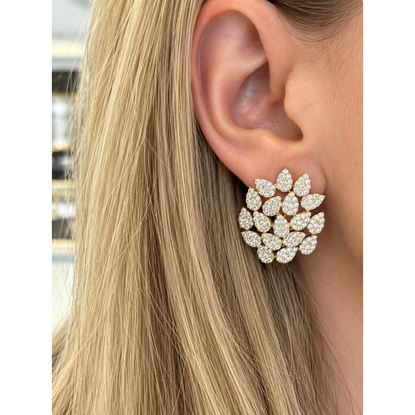 Diamond Leaf Cluster Earrings Image 2 Mollys Jewelers Brooklyn, NY