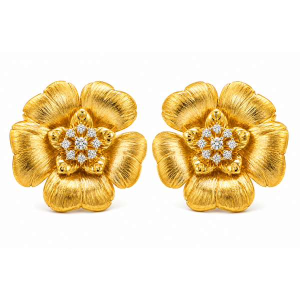 Textured Floral Diamond Stud Earrings Mollys Jewelers Brooklyn, NY
