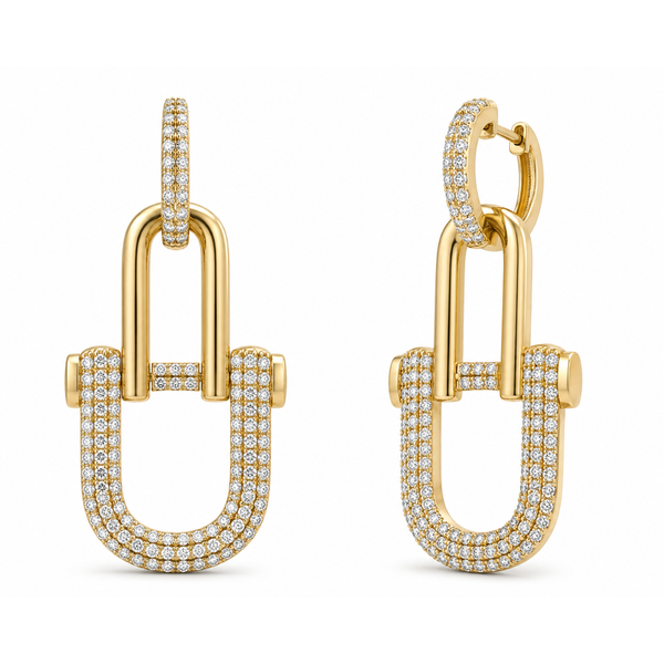 Diamond Link Statement Drop Earrings Mollys Jewelers Brooklyn, NY